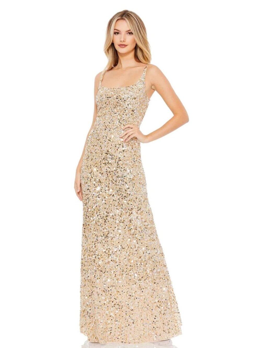 Mac Duggal Gold Sequin 10705 Embellished Dress Size 6 - Picture 4 of 12